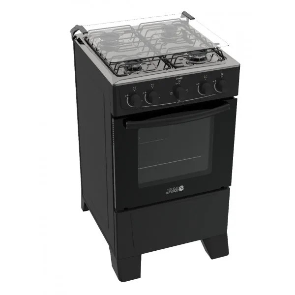 COCINA A GAS JAM COMBI 4H CON HORNO ELÉCTRICO LINEA IN BLACK LUJO + SARTÉN TRURIM BORDO TRAMONTINA X1
