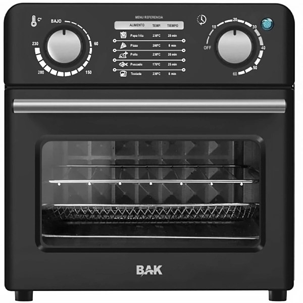 Freidora Eléctrica BAK Air Fryer Oven BK-AO10L-127 1.000 watts 10 Litros 127V ~ 60Hz - Negra Plata