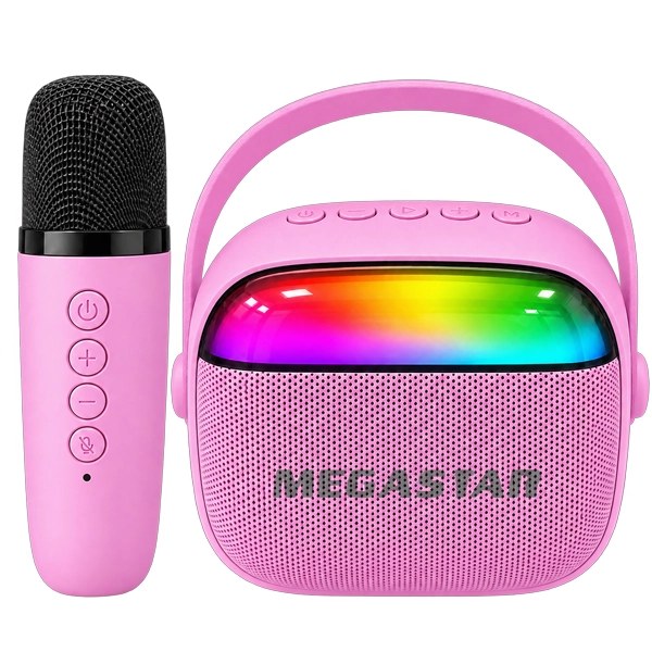 Speaker Megastar HY08BTP 5 watts con Bluetooth Radio FM Auxiliar USB Micro SD + Micrófono - Rosa
