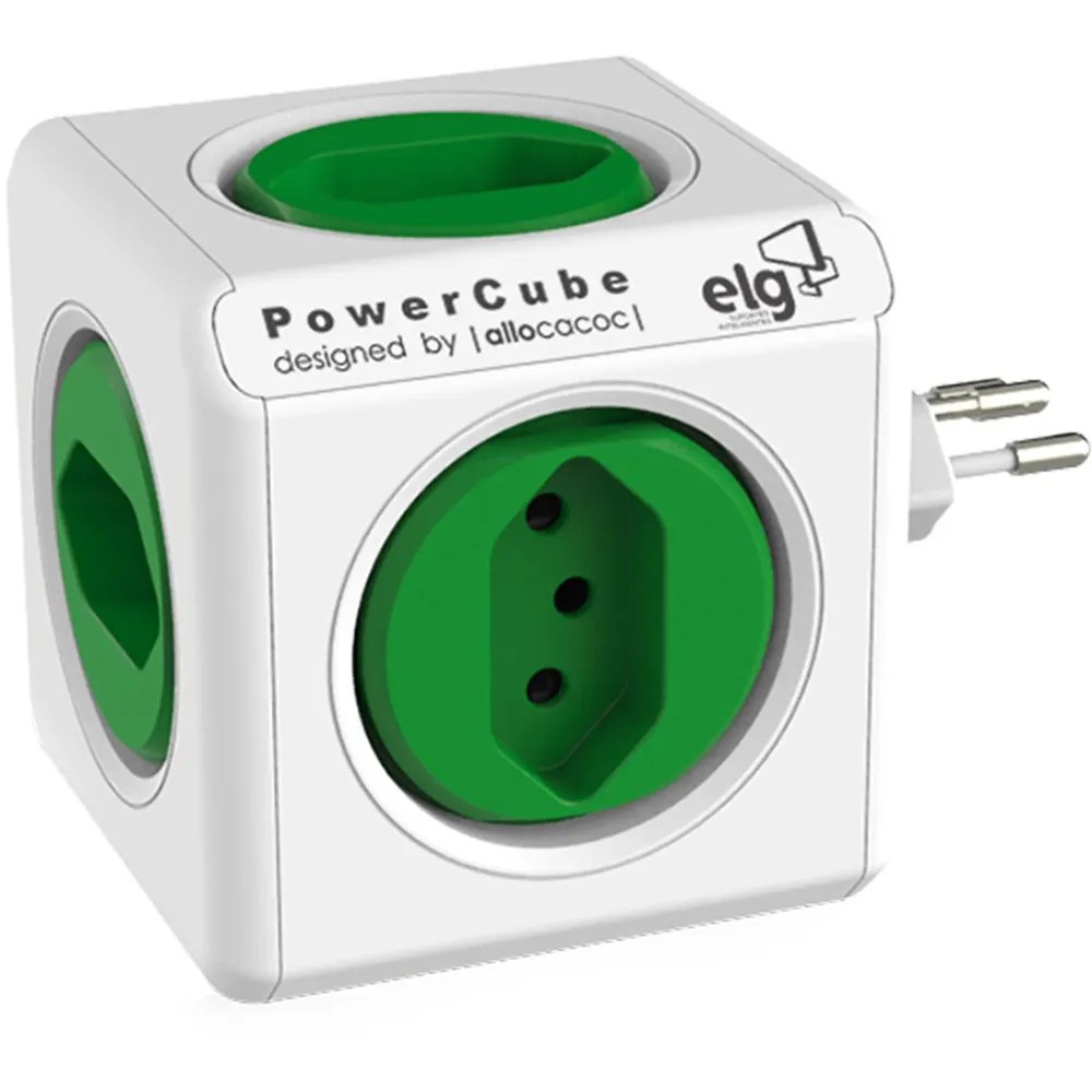 Adaptador de tomada múltiplo ELG Allocacoc PWC-R5 5x Tomadas Child Lock - Blanco/Verde