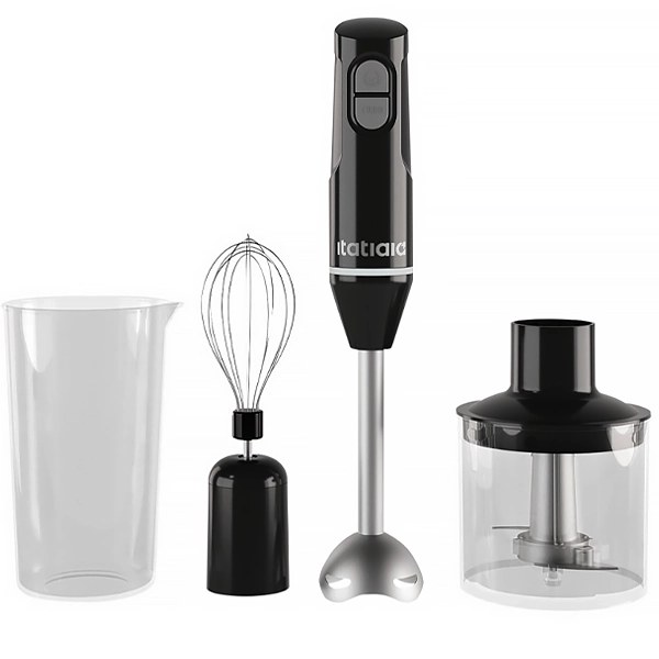 Mixer Itatiaia MXITA1MIDA 200 watts + Batidor de Varilla + Procesador de Alimentos 127V ~ 60Hz - Negro Plata