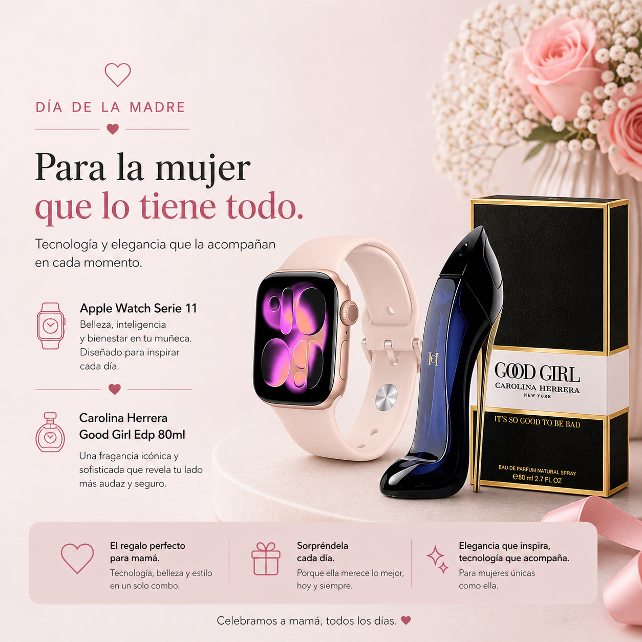 Apple Watch Series 11 42mm + Perfume Carolina Herrera Good Girl 80ML Combo Día de la Madre